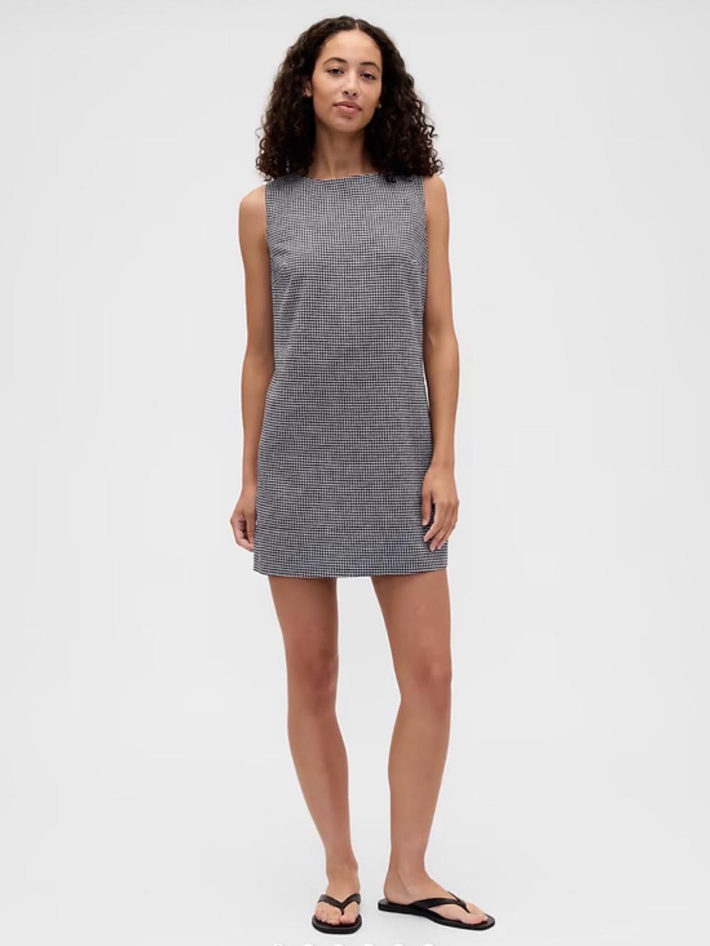 GAP Sleeveless Mini Shift Dress in Black and White gingham